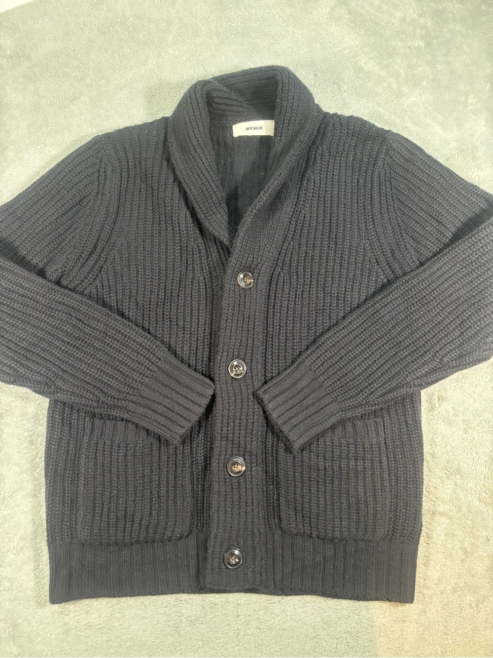 Buck Mason Charcoal Wool Cashmere Shawl Cardigan M